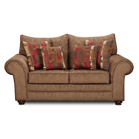Casual Love Seat with Rolled Arms